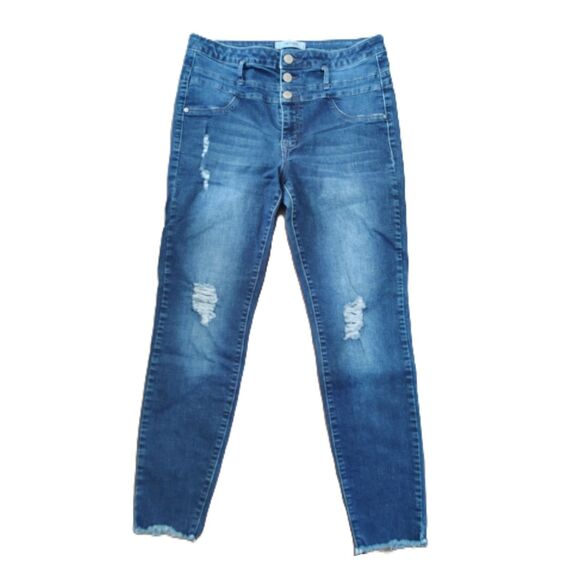 REFUGE High Rise Crop Sz 10 Women's Distressed Stretch Jegging Jeans - Picture 1 of 3